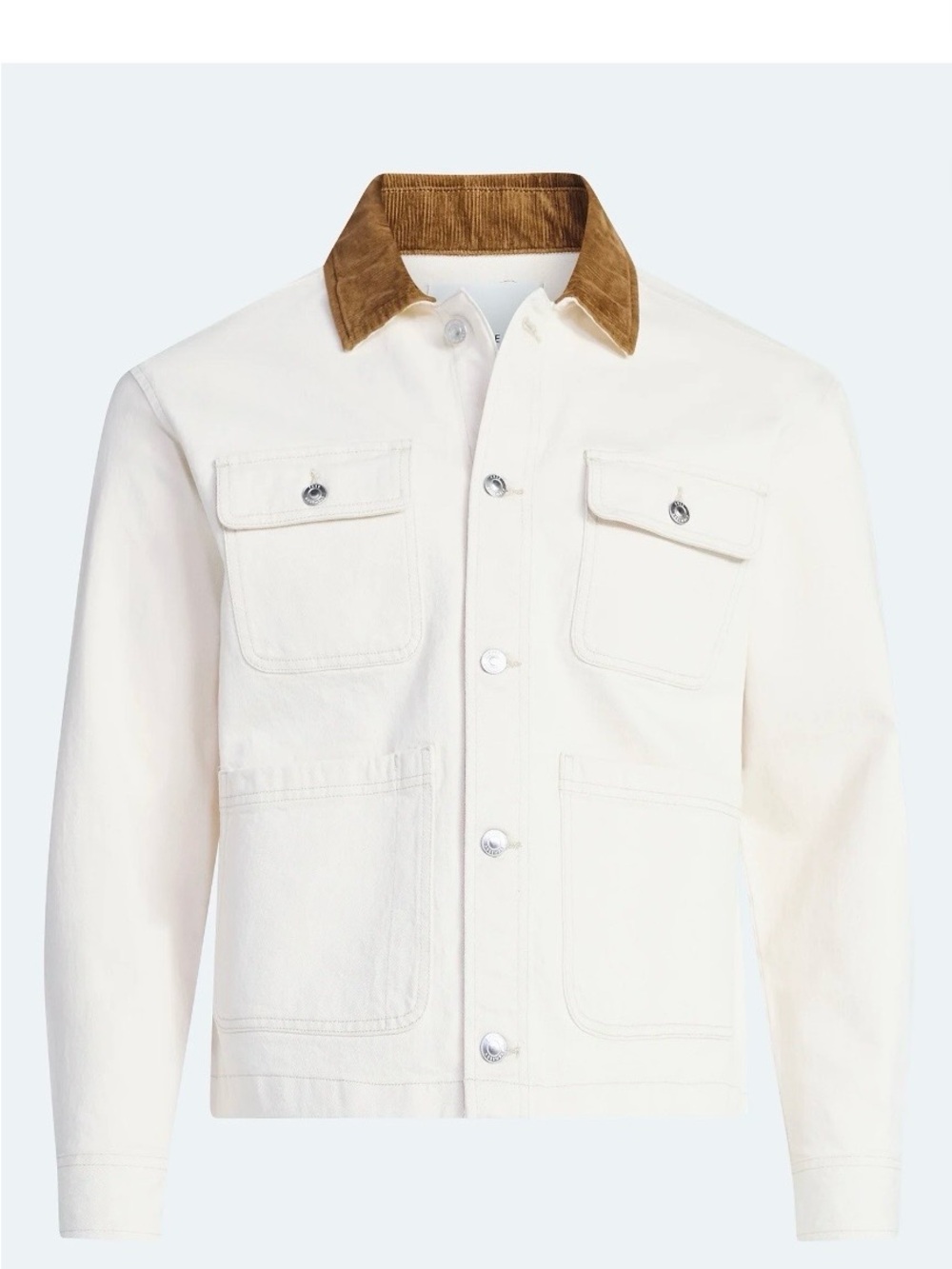 Men's Cream Workwear Jacket with Brown Corduroy Collar